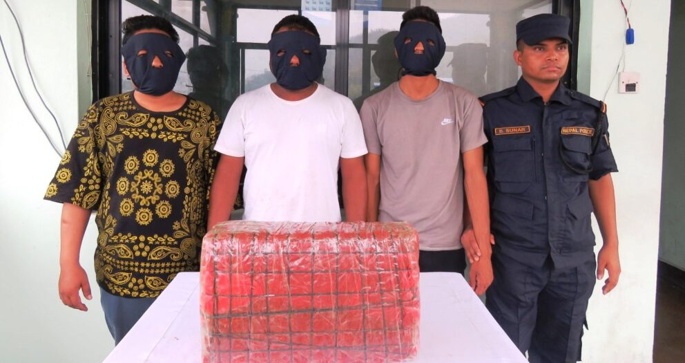 भैसेमा गाँजा र कार सहित ३ जना पक्राउ