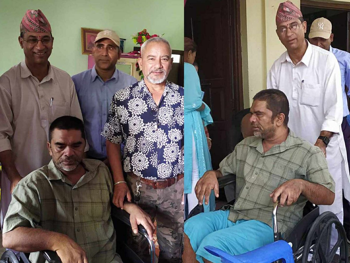 सहयोगी मन नेपालद्धारा केसीलाई एक थान ह्विल चियर प्रदान