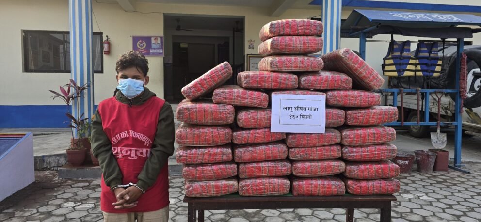 भैसेबाट १६० किलो गाँजासहित एक जना पक्राउ